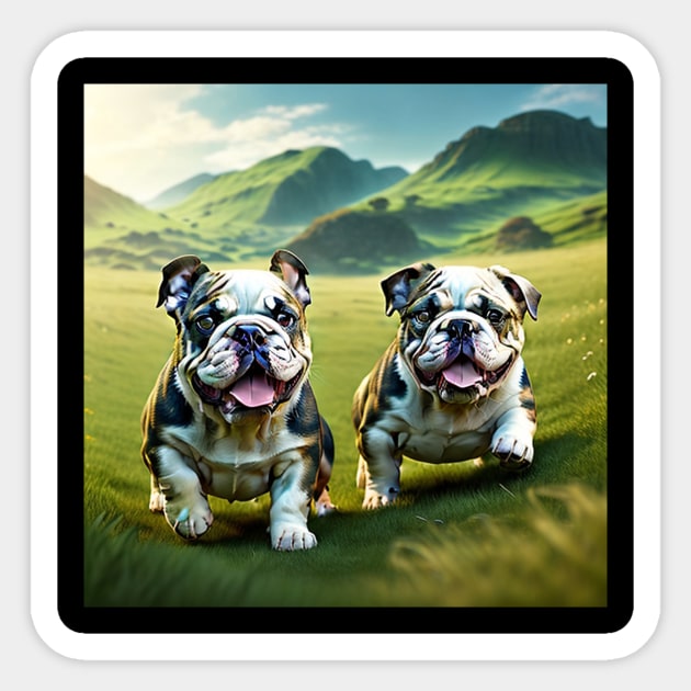 Bulldog Puppies Sticker by PSYOP Industries 